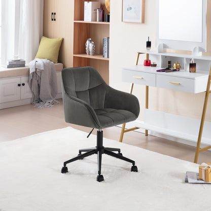 WOLTU BS145dgr Homeoffice Drehstuhl - Samt Dunkelgrau/Schwarz