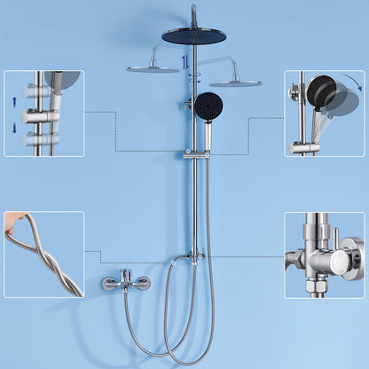Auralum Regendusche Set ohne Armatur, Ø 250 mm, Duschstange, Chrom