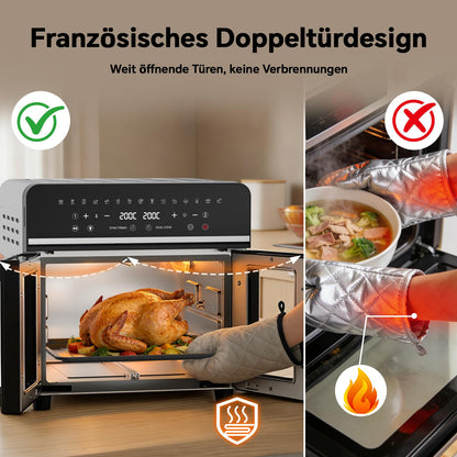Emphsism AFTO Heissluftfritteuse 23L XXL Dual Zone mit 15 Programmen