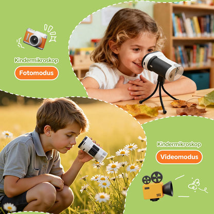 Wothfav Digitales Kindermikroskop 1000x mit IPS-Display und LED