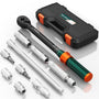 NADOKHI Drehmomentschlüssel Set 3/8 Zoll, 5-60 Nm, 72 Zähne, 10-tlg. mit 250 mm Verlängerung und Zündkerzennüssen