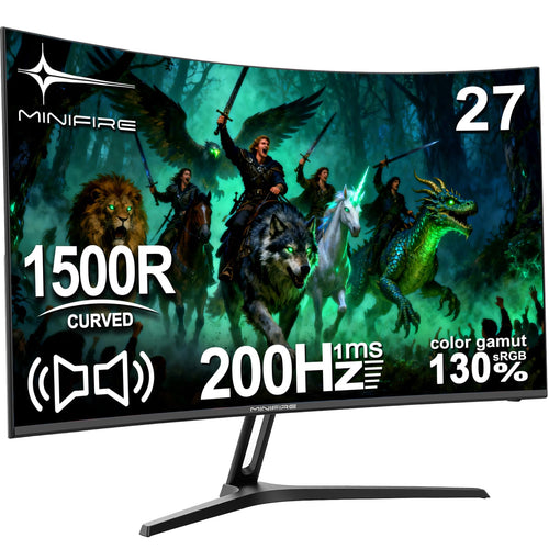 Minifire MFG27C1 Curved Gaming Monitor 27 Zoll 200Hz Full HD, gebogenes VA-Panel, integrierte Lautsprecher