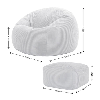 Icon Kingston Sitzsack mit Hocker Lounge Sessel Cord – Beige