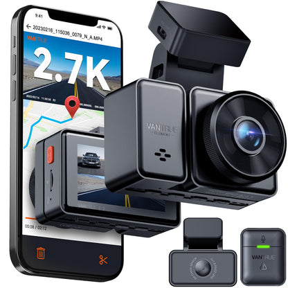 VANTRUE E2 Dual Dashcam 2.7K vorne und hinten, WLAN, GPS, Nachtsicht mit 2,45-Zoll-Display