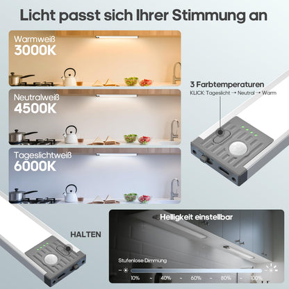 GOODEA LED Unterbauleuchte mit Bewegungssensor, 44,5 cm, 4er Set