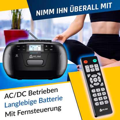 KLIM Boombox CD-Player mit Kassette, Radio, USB & Bluetooth