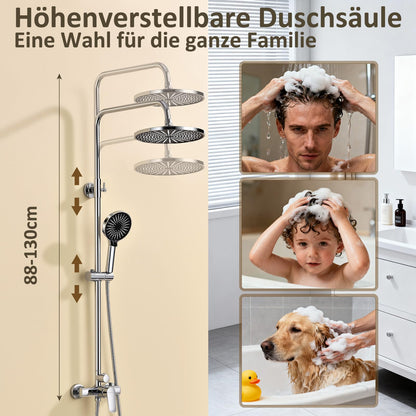 KeeGone Duschsystem mit Armatur, 26 cm Regendusche, höhenverstellbar