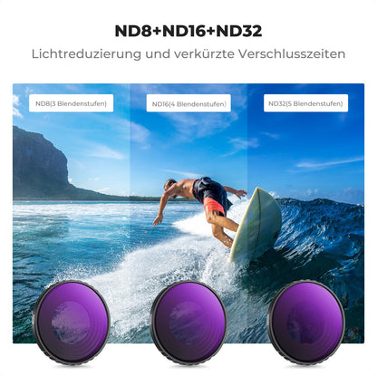K&F CONCEPT ND Filterset CPL/ND8/ND16/ND32 für DJI Osmo Action 5 Pro