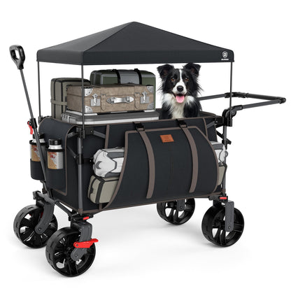 EVER ADVANCED XXL Bollerwagen faltbar - mit Dach & Bremse. Großer Faltbollerwagen mit Stoffwänden, Dach und Parkbremse zur Lastenbeförderung.