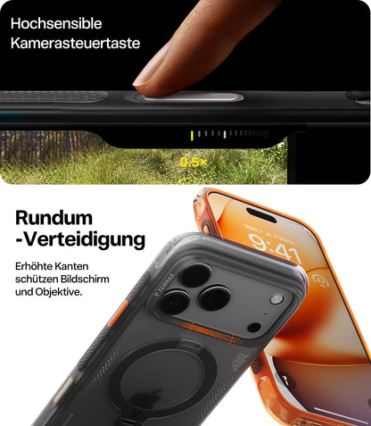 TORRAS Ostand Q3 Air Hülle iPhone 17 Pro Max mit Magnet Ständer Schwarz