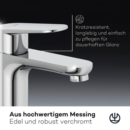 Kludi X1 Waschtischarmatur mit Zugstangen-Ablauf, Chrom, Grösse S