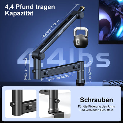 Aokeo AK-58 Mikrofonarm mit niedrigem Profil für Studio und Streaming