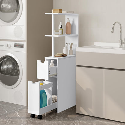 EUGAD Nischenschrank Badezimmer schmal – Weiss, Schublade, Ablagen