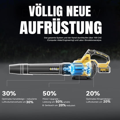 GEVEELIFE Akku-Laubbläser 20V, 3 Stufen, 257 km/h, 2 Akkus, gelb
