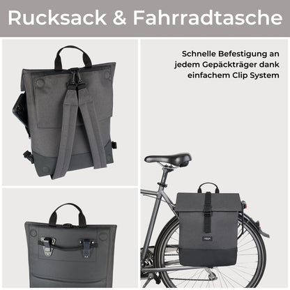 LARKSON Tammo Bike Fahrradtasche & Rucksack 2 in 1 Anthrazit