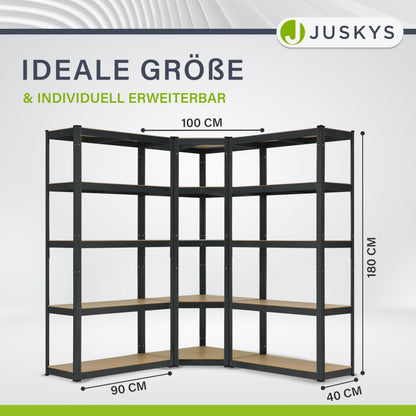 Juskys 3er Metall Regalsystem Basic – Schwerlastregal Grau