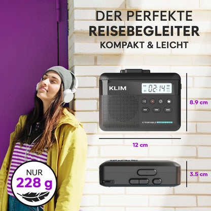 KLIM K7 Kassettenspieler mit MP3-Konverter, Mikrofon und Lautsprecher