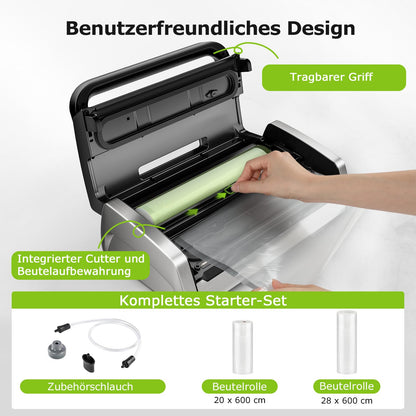 Bonsenkitchen Vakuumiergerät 15L/Min Hochleistung mit Schneider