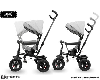 HyperMotion Dreirad mit Schubstange, 3-in-1 Kinderfahrzeug, Grau
