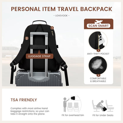 LOVEVOOK Rucksack Damen 15,6 Zoll Laptopfach, wasserabweisend