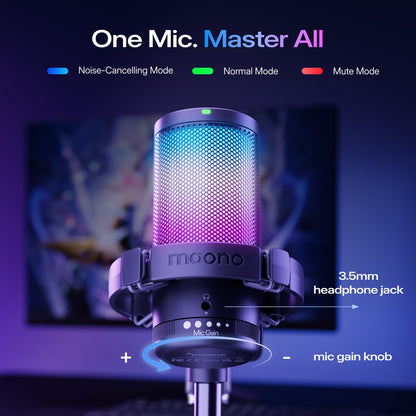 MAONO DGM20S USB Gaming Mikrofon mit Galgenarm und Popfilter