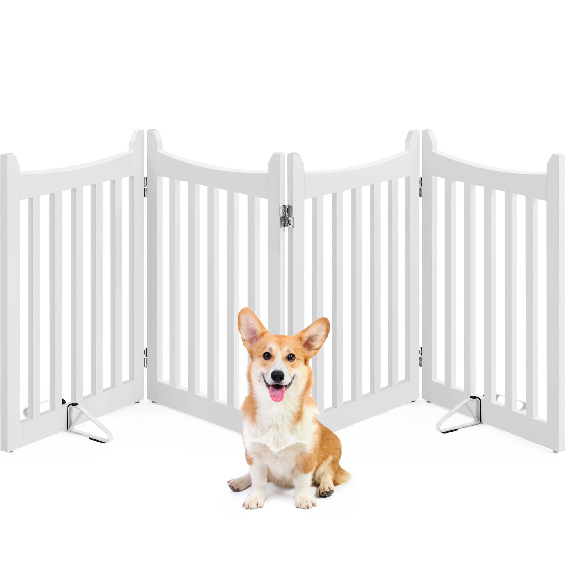 Yaheetech Hunde Absperrgitter faltbar – 4 Paneelen, Weiss. Faltbares, weißes Gitter mit 4 Paneelen. Trennt Räume oder sichert Bereiche vor Hunden.