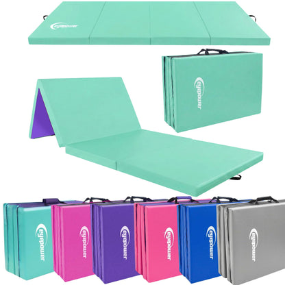 EYEPOWER Turnmatte klappbar, 180 x 60 cm, 5 cm dick, Mint-Lila – mit Tragegriff und Klettverschluss