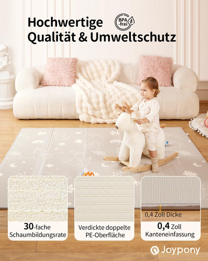 Joypony Krabbelmatte Baby, faltbare Spielmatte 180x200 cm, Wald
