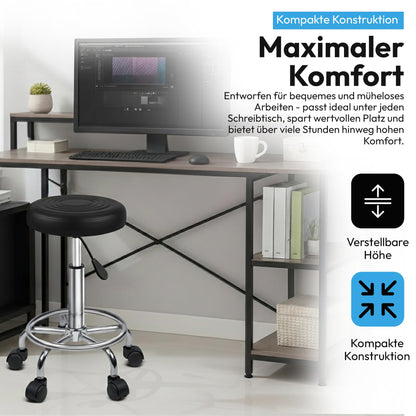 GOODS+GADGETS Arbeitshocker Rollhocker höhenverstellbar, schwarz