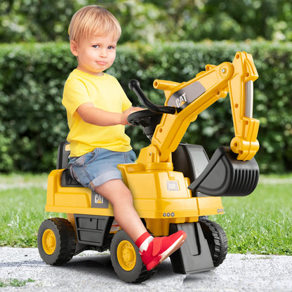COSTWAY Kinder Sitzbagger – Drehbare Schaufel, Stauraum, ab 1 Jahr