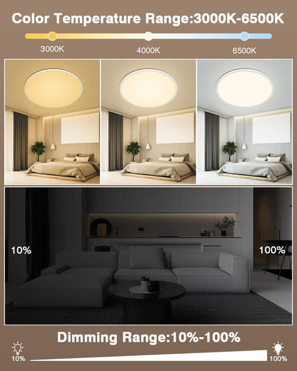 Bowfar LED Deckenleuchte flach, 56W, dimmbar, 3000-6500K, weiss, 59cm