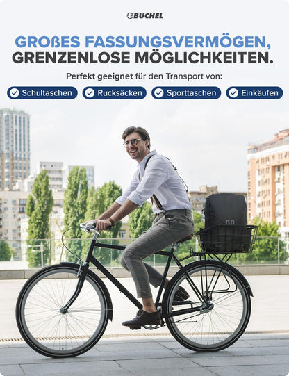 Büchel Fahrradkorb Jumbo hinten aus Aluminium, schwarz, 15 kg