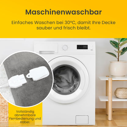 Cosi Home Heizdecke 180 x 130 cm, elektrische Wärmedecke, Grau