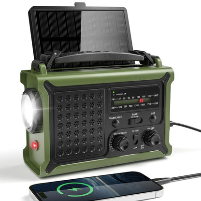 Mesqool Kurbelradio CR1030 Solar Notfallradio mit Solarpanel und Tragegurt