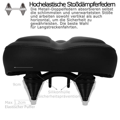 DAWAY C40 Fahrradsattel – extra breit, Memory-Schaum, gefedert