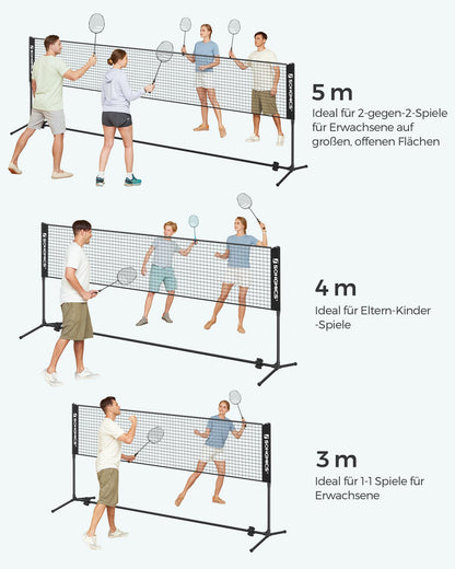 SONGMICS Badmintonnetz, Volleyballnetz, 5 m, höhenverstellbar