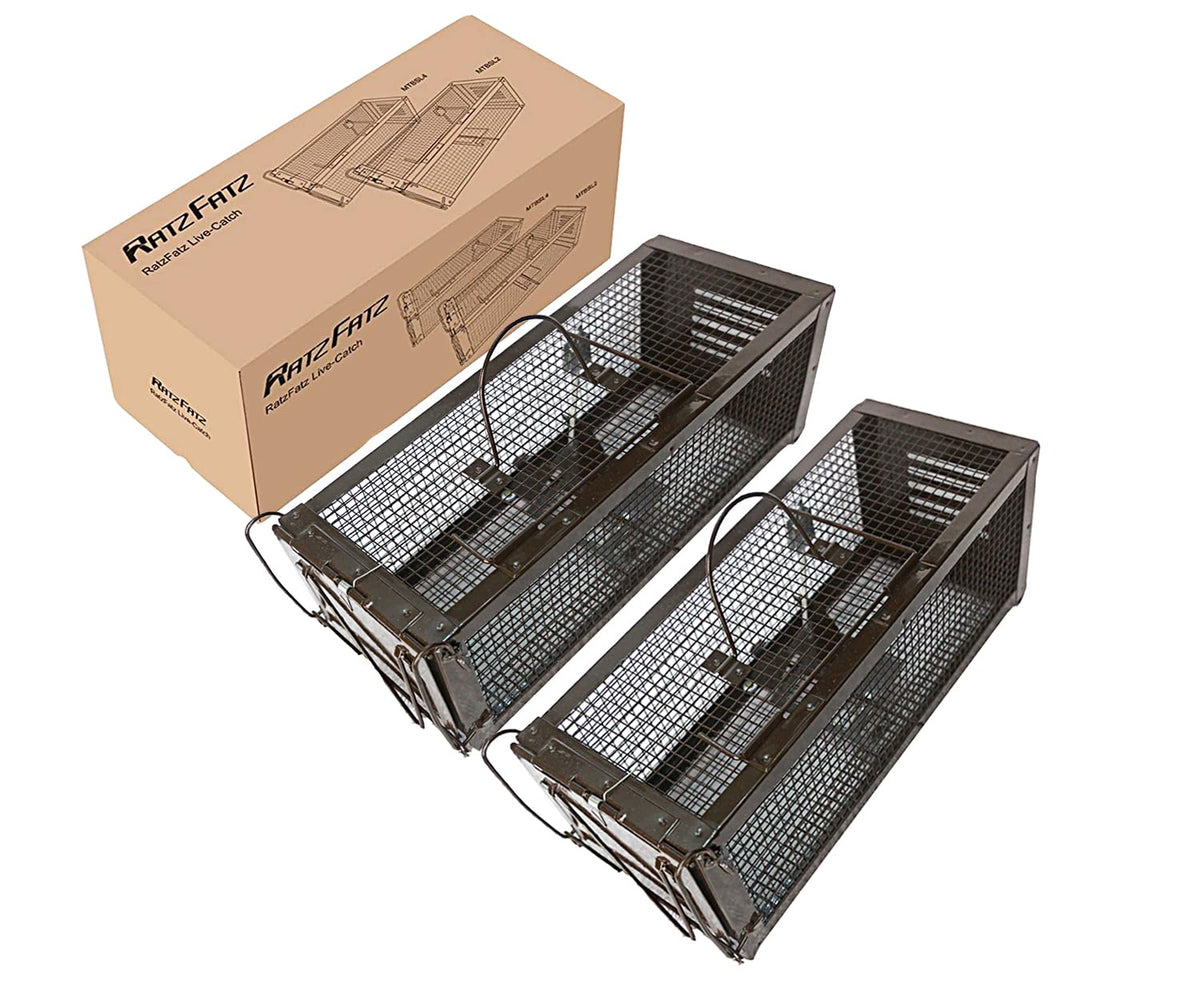 RatzFatz® Profi Mause- & Rattenfalle Lebendfalle - 2X XXL Set. Graue Kastenfallen zum humanen Lebendfang von Mäusen und Ratten.