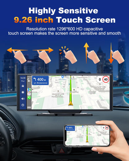 Volam Wireless CarPlay Android Auto Touchscreen Display 9.26 Zoll