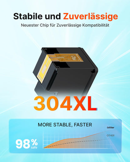 Glliter 304 XL Druckerpatronen Schwarz/Farbig kompatibel für HP 304