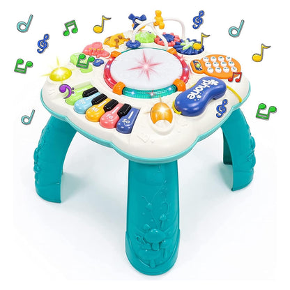 Fajiabao Musikspieltisch Baby 6 in 1 Musikspielzeug ab 1 Jahr mit Klaviertasten, Trommeln und Standbeinen