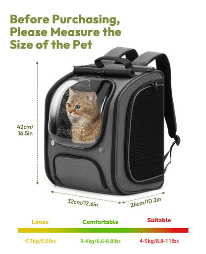 pecute Katzenrucksack Bubble – Haustier-Tragtasche grau
