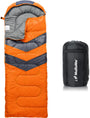 MalloMe Schlafsack für Erwachsene und Kinder, 10–25 °C, Orange – mit Kompressionssack