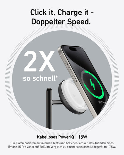 Anker MagGo 3-in-1 Kabelloser Ladeständer - 15W Qi2 MagSafe