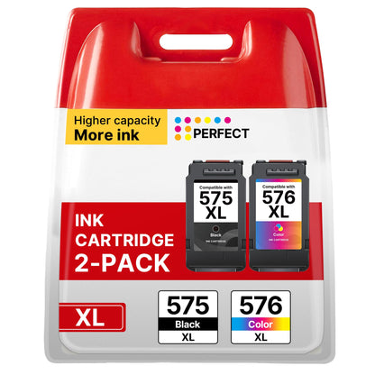Washope PG-575XL CL-576XL Tintenpatronen kompatibel für Canon Pixma, 2er-Pack schwarz und farbig