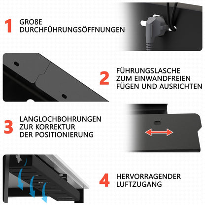 iVengo XL Kabelkanal Schreibtisch, 2er Set, 2x 50 cm, schwarz