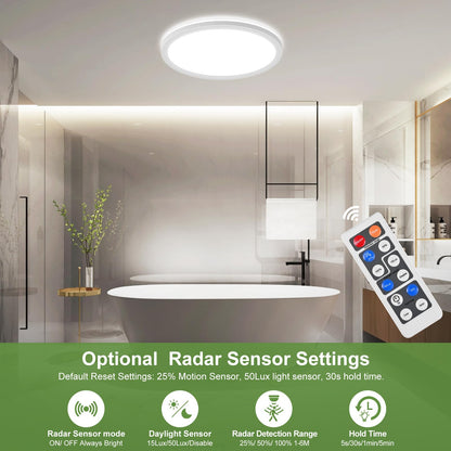 LEZOE LED Deckenleuchte mit Bewegungsmelder, dimmbar, 24W, IP54