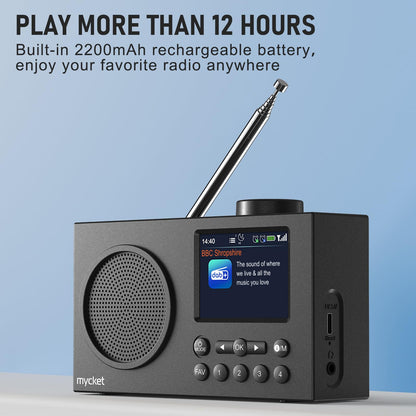 Mycket Tragbares DAB+/UKW Radio mit Bluetooth 5.0 und Farbdisplay