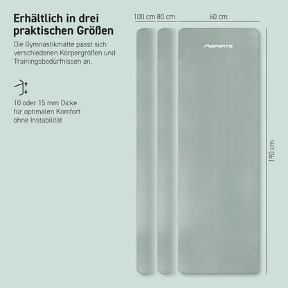 MSPORTS Gymnastikmatte Premium 190 x 100 x 1,5 cm Steingrau