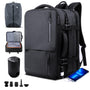 TravelGo Vakuum Laptop Backpack 46L – Handgepäck Rucksack Schwarz. Vakuum-Komprimierung für Laptop-Transport im Handgepäck.