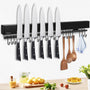 Dmore Magnetleiste Messer 59 cm, magnetisch mit 15 Haken, schwarz, Messerhalter aus Edelstahl
